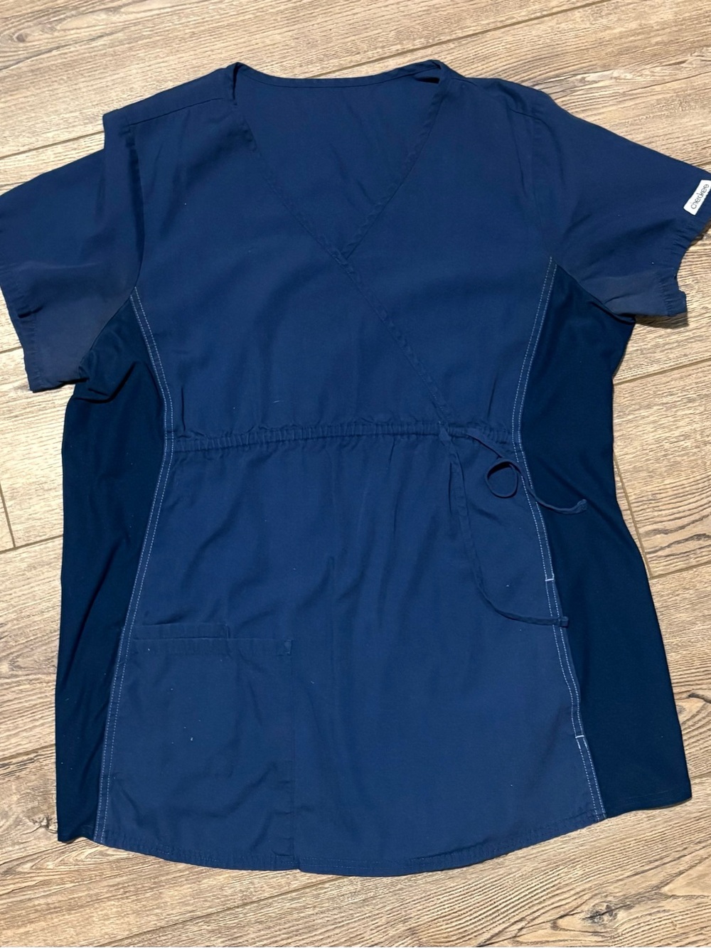 Large maternity navy scrub top